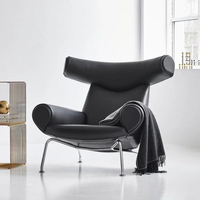 Nordic Single Sofa Chair Genuine Leather Sectional Recliner Art Creative Designer Luxury Home Furniture Living Room Sofa Muebles - PatioLix