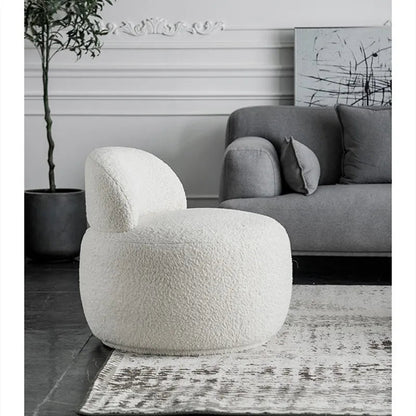 Nordic Style Hotel Luxury Sheep Skin Lamb Wool Sofa Chair Teddy Fur White Boucle Fabric Furniture Accent Chair - PatioLix