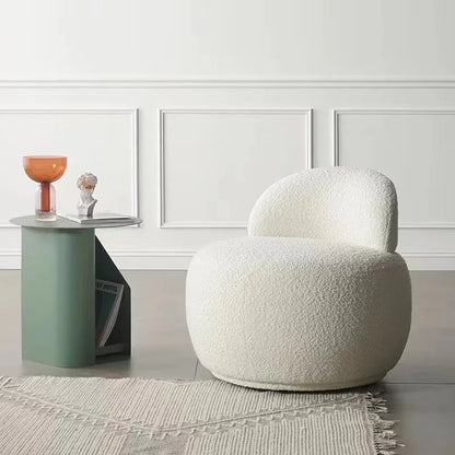 Nordic Style Hotel Luxury Sheep Skin Lamb Wool Sofa Chair Teddy Fur White Boucle Fabric Furniture Accent Chair - PatioLix