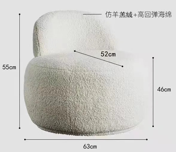 Nordic Style Hotel Luxury Sheep Skin Lamb Wool Sofa Chair Teddy Fur White Boucle Fabric Furniture Accent Chair - PatioLix