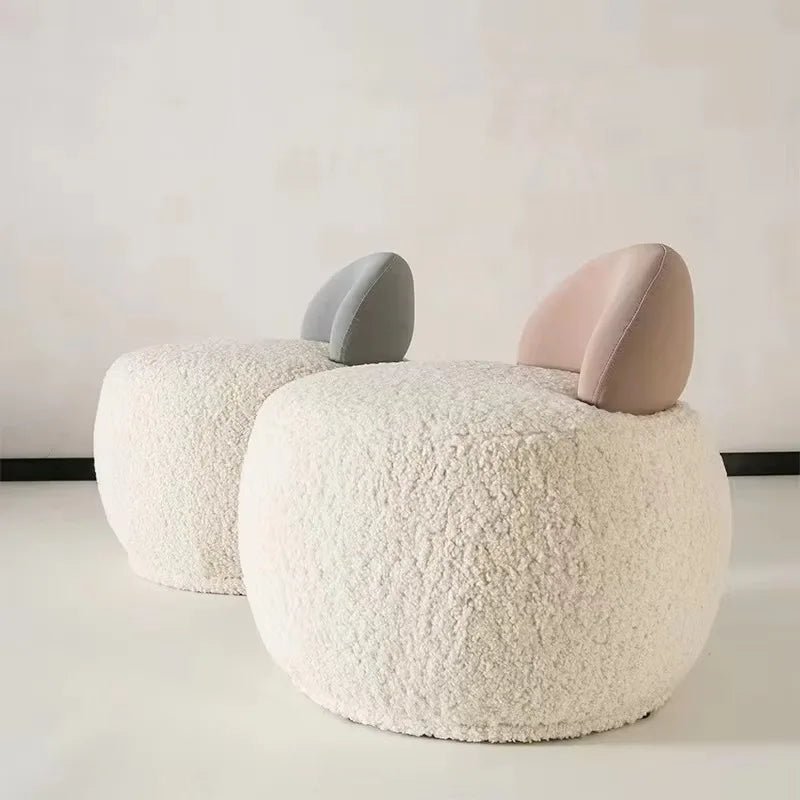 Nordic Style Hotel Luxury Sheep Skin Lamb Wool Sofa Chair Teddy Fur White Boucle Fabric Furniture Accent Chair - PatioLix