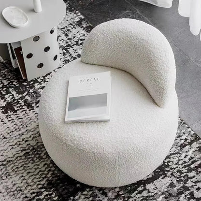 Nordic Style Hotel Luxury Sheep Skin Lamb Wool Sofa Chair Teddy Fur White Boucle Fabric Furniture Accent Chair - PatioLix