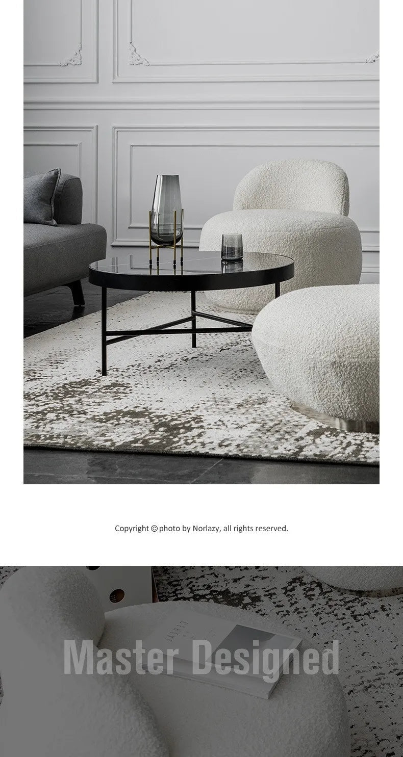 Nordic Style Hotel Luxury Sheep Skin Lamb Wool Sofa Chair Teddy Fur White Boucle Fabric Furniture Accent Chair - PatioLix