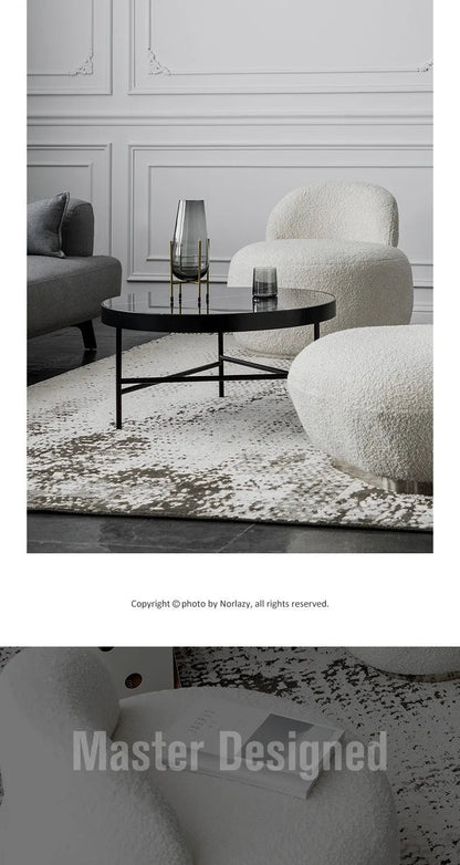 Nordic Style Hotel Luxury Sheep Skin Lamb Wool Sofa Chair Teddy Fur White Boucle Fabric Furniture Accent Chair - PatioLix