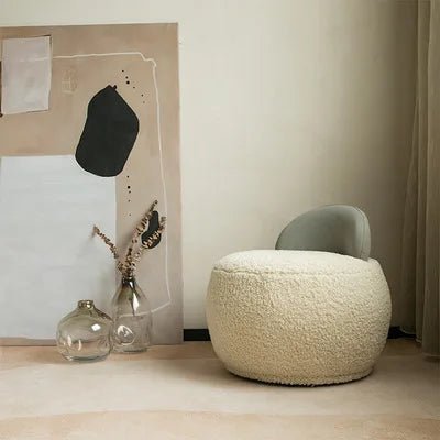 Nordic Style Hotel Luxury Sheep Skin Lamb Wool Sofa Chair Teddy Fur White Boucle Fabric Furniture Accent Chair - PatioLix