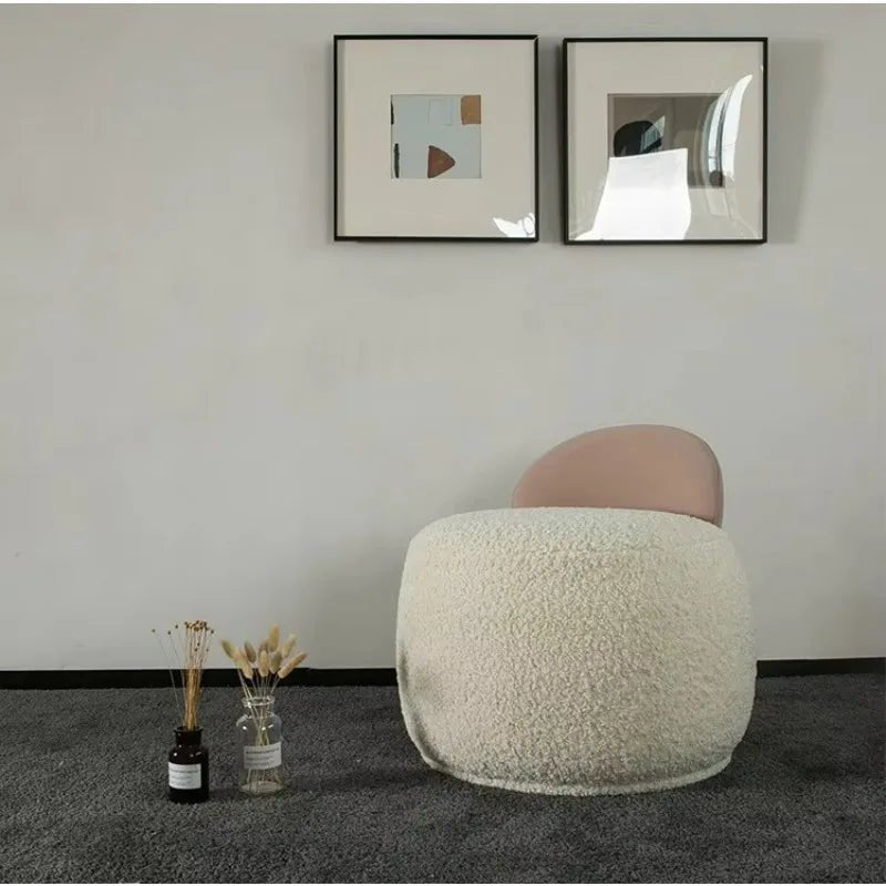 Nordic Style Hotel Luxury Sheep Skin Lamb Wool Sofa Chair Teddy Fur White Boucle Fabric Furniture Accent Chair - PatioLix