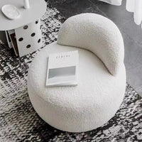 Nordic Style Hotel Luxury Sheep Skin Lamb Wool Sofa Chair Teddy Fur White Boucle Fabric Furniture Accent Chair - PatioLix