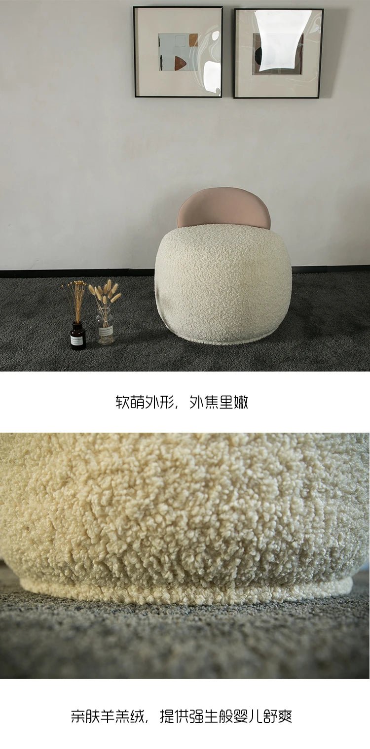 Nordic Style Hotel Luxury Sheep Skin Lamb Wool Sofa Chair Teddy Fur White Boucle Fabric Furniture Accent Chair - PatioLix