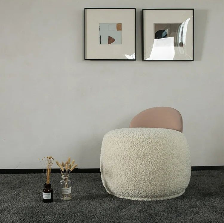 Nordic Style Hotel Luxury Sheep Skin Lamb Wool Sofa Chair Teddy Fur White Boucle Fabric Furniture Accent Chair - PatioLix