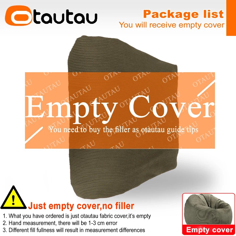 OTAUTAU Adults Children Corduroy Bean Bag Cover Without Filler Beanbag Pouf Chair Puff Salon Corner Seat Game Movie Sac DD005 - PatioLix