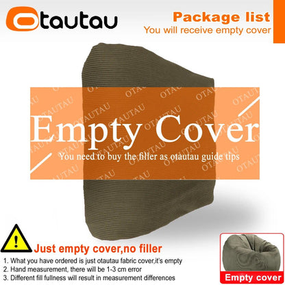 OTAUTAU Adults Children Corduroy Bean Bag Cover Without Filler Beanbag Pouf Chair Puff Salon Corner Seat Game Movie Sac DD005 - PatioLix