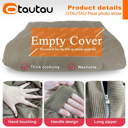 OTAUTAU Adults Children Corduroy Bean Bag Cover Without Filler Beanbag Pouf Chair Puff Salon Corner Seat Game Movie Sac DD005 - PatioLix