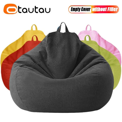 OTAUTAU Big Cotton Linen Bean Bag Cover without Filler Corner Seat Lazy Beanbag Chair Pouf Salon Ottoman Puff Lounger Sac DD002 - PatioLix