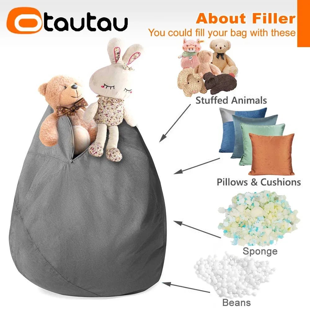 OTAUTAU Big Cotton Linen Bean Bag Cover without Filler Corner Seat Lazy Beanbag Chair Pouf Salon Ottoman Puff Lounger Sac DD002 - PatioLix