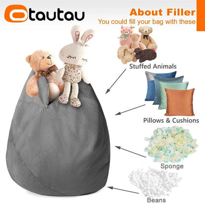 OTAUTAU Big Cotton Linen Bean Bag Cover without Filler Corner Seat Lazy Beanbag Chair Pouf Salon Ottoman Puff Lounger Sac DD002 - PatioLix
