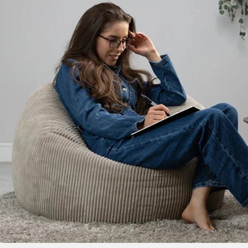 OTAUTAU Corduroy Bean Bag Pouf Cover Without Filler Lazy Floor Beanbag Chair Sac Puff Ottoman Lounger Frameless Furniture DD025 - PatioLix
