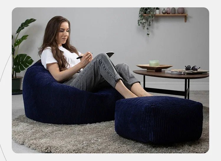 OTAUTAU Corduroy Bean Bag Pouf Cover Without Filler Lazy Floor Beanbag Chair Sac Puff Ottoman Lounger Frameless Furniture DD025 - PatioLix