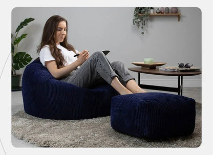 OTAUTAU Corduroy Bean Bag Pouf Cover Without Filler Lazy Floor Beanbag Chair Sac Puff Ottoman Lounger Frameless Furniture DD025 - PatioLix