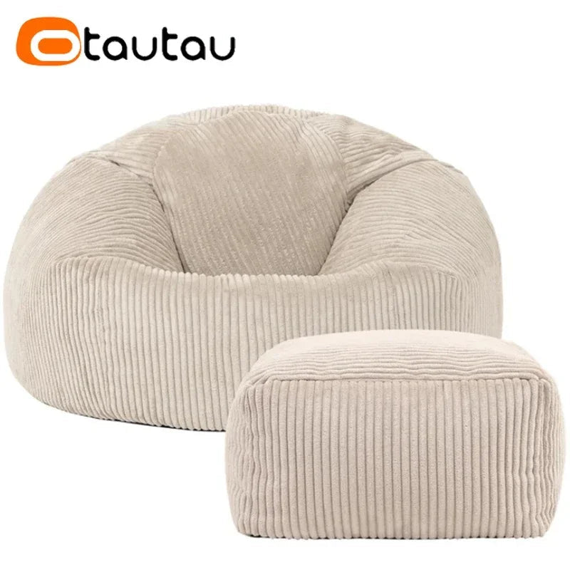 OTAUTAU Corduroy Bean Bag Pouf Cover Without Filler Lazy Floor Beanbag Chair Sac Puff Ottoman Lounger Frameless Furniture DD025 - PatioLix