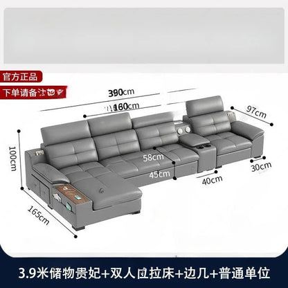 Premium Leather sofa electric adjustment modern living room storage princess first layer cowhide sofa bed - PatioLix