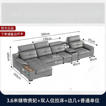 Premium Leather sofa electric adjustment modern living room storage princess first layer cowhide sofa bed - PatioLix