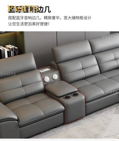 Premium Leather sofa electric adjustment modern living room storage princess first layer cowhide sofa bed - PatioLix