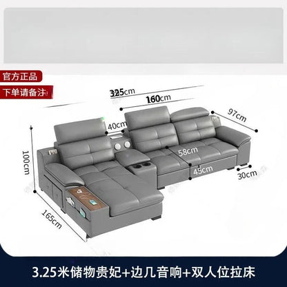 Premium Leather sofa electric adjustment modern living room storage princess first layer cowhide sofa bed - PatioLix