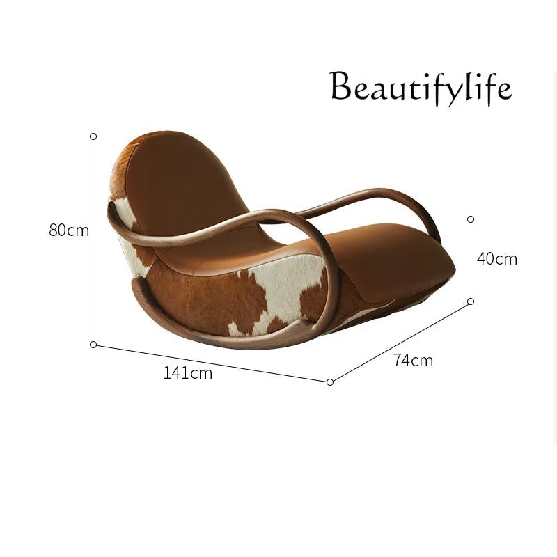 Recliner Leather Leisure Balcony Sillon Furniture Home Minimalist Black Walnut Chair Armrest Rocking Italian Living Room Sofa - PatioLix