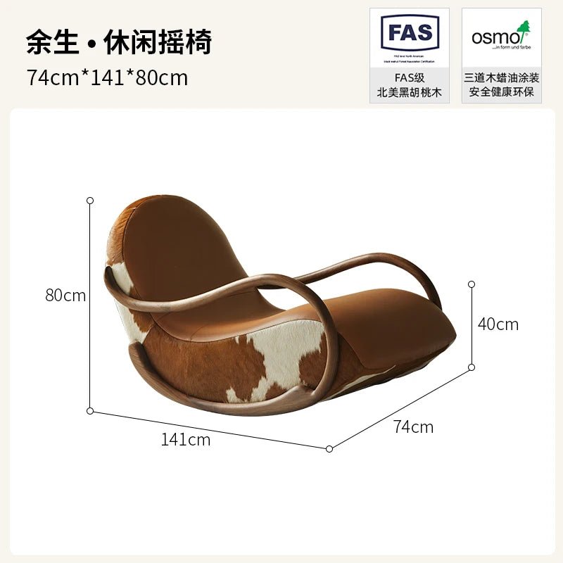 Recliner Leather Leisure Balcony Sillon Furniture Home Minimalist Black Walnut Chair Armrest Rocking Italian Living Room Sofa - PatioLix