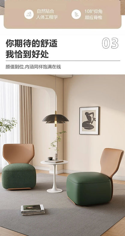 Single Sofa Chair Cream Wind Lazy Sofa Backrest Small Chair Living Room Balcony Leisure Chair Luxury Modern Sofa Furniture - PatioLix
