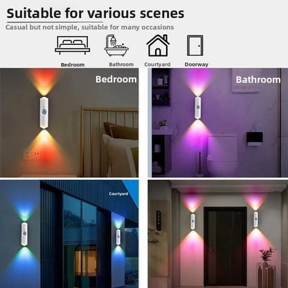 Smart RGB Double - head Wall Light Motion Sensor Magnetic Night Light Rechargeable Spotlight for Bedroom Closet Garden Room Decor - PatioLix