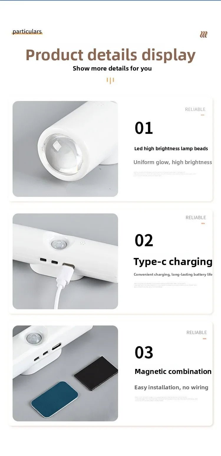 Smart RGB Double - head Wall Light Motion Sensor Magnetic Night Light Rechargeable Spotlight for Bedroom Closet Garden Room Decor - PatioLix