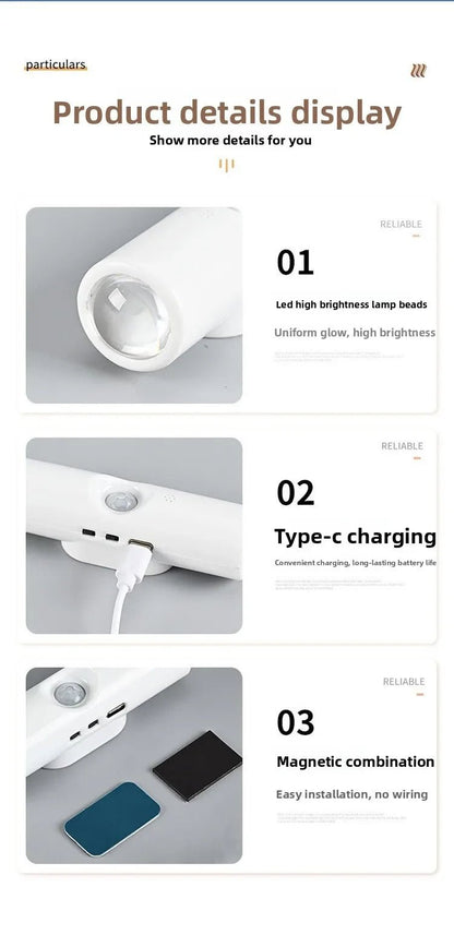 Smart RGB Double - head Wall Light Motion Sensor Magnetic Night Light Rechargeable Spotlight for Bedroom Closet Garden Room Decor - PatioLix