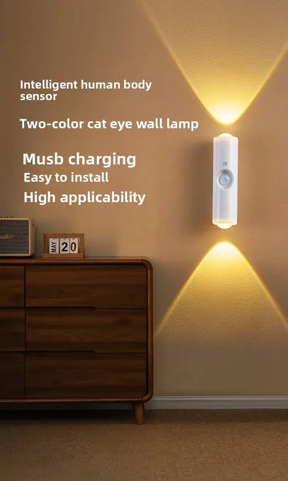 Smart RGB Double - head Wall Light Motion Sensor Magnetic Night Light Rechargeable Spotlight for Bedroom Closet Garden Room Decor - PatioLix