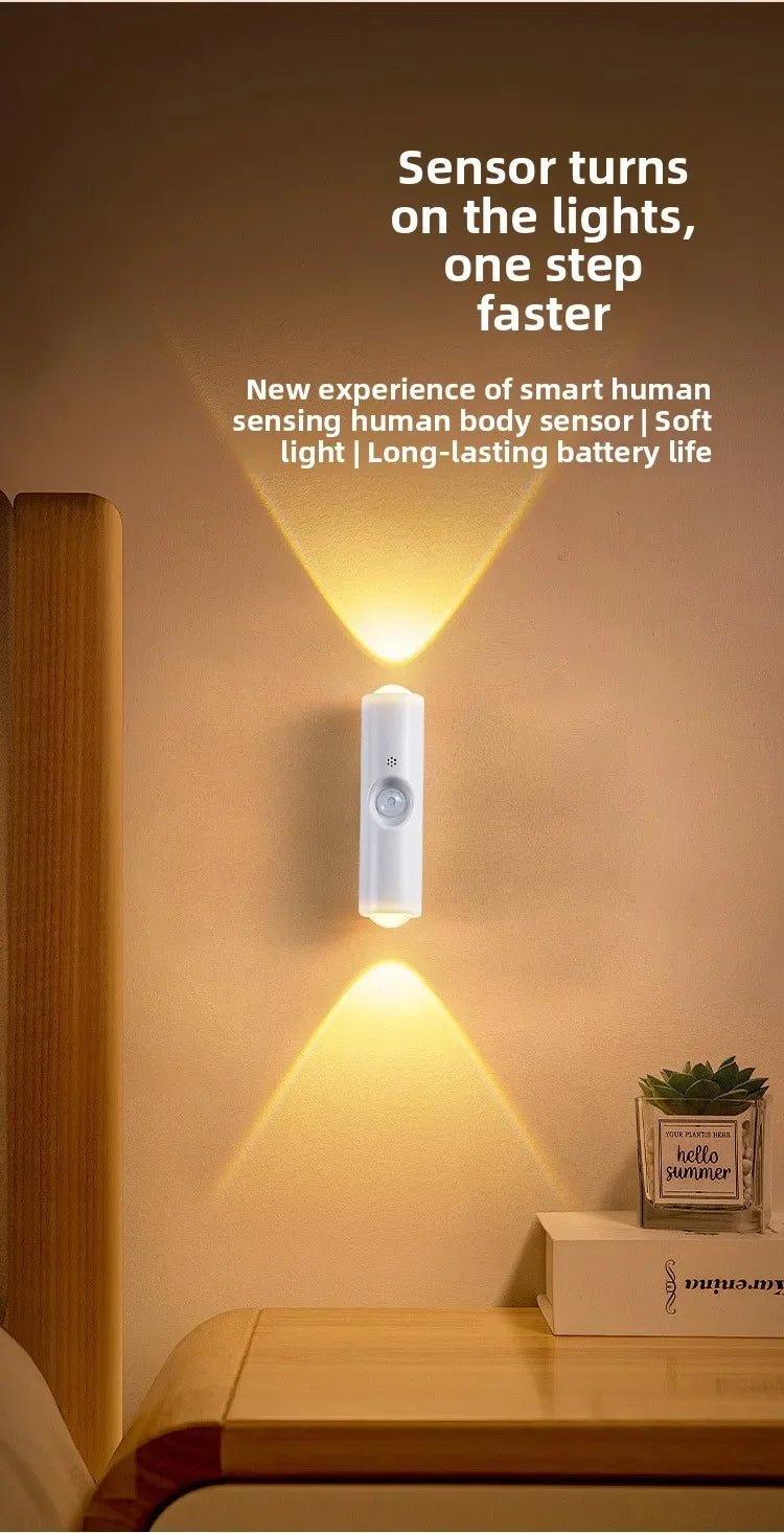 Smart RGB Double - head Wall Light Motion Sensor Magnetic Night Light Rechargeable Spotlight for Bedroom Closet Garden Room Decor - PatioLix