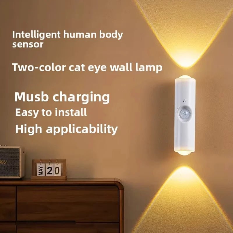 Smart RGB Double - head Wall Light Motion Sensor Magnetic Night Light Rechargeable Spotlight for Bedroom Closet Garden Room Decor - PatioLix