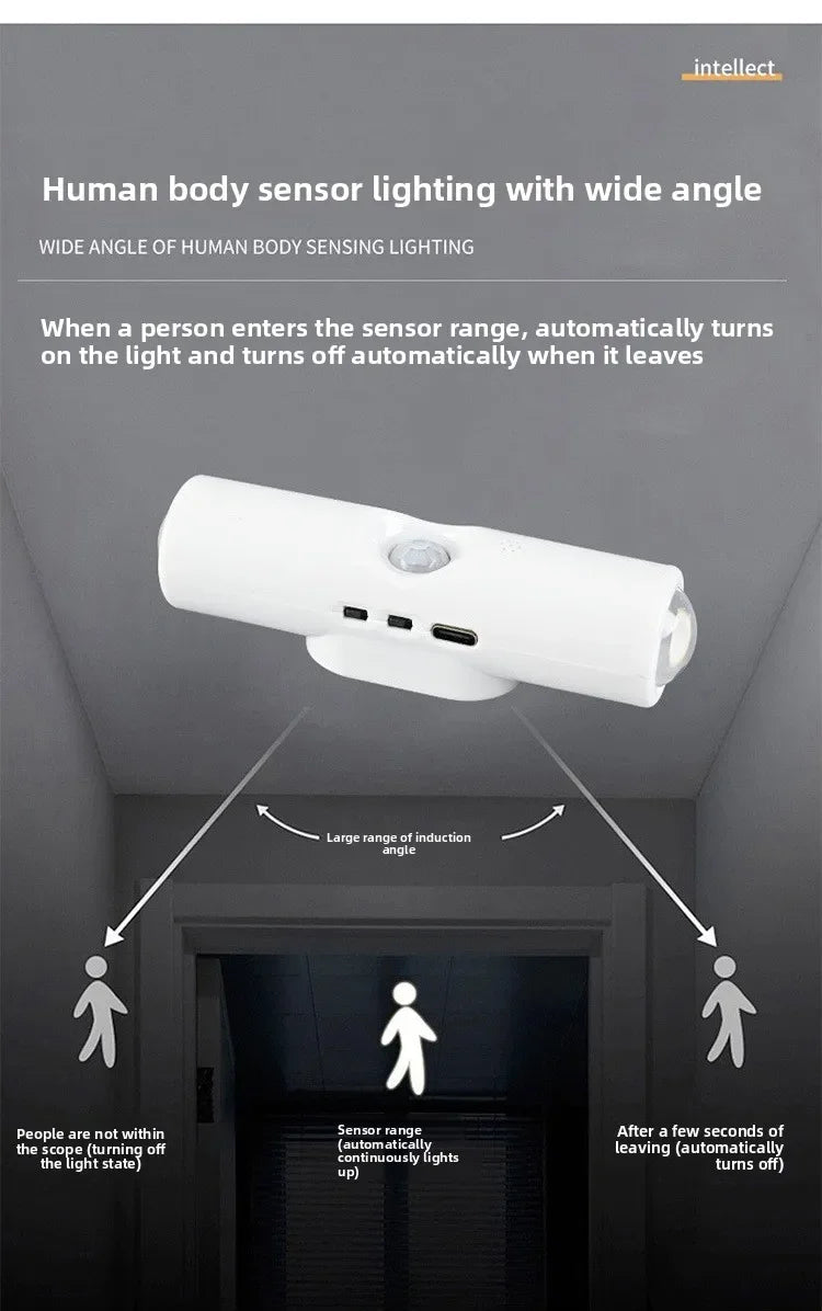 Smart RGB Double - head Wall Light Motion Sensor Magnetic Night Light Rechargeable Spotlight for Bedroom Closet Garden Room Decor - PatioLix