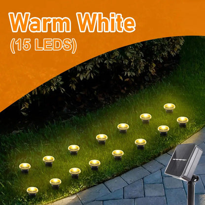 Solar LED Garden Pathway Light 15/30LEDS 8 Modes Outdoor Waterproof Lawn Lamp for Camping Weddings Christmas Holiday Lighting - PatioLix