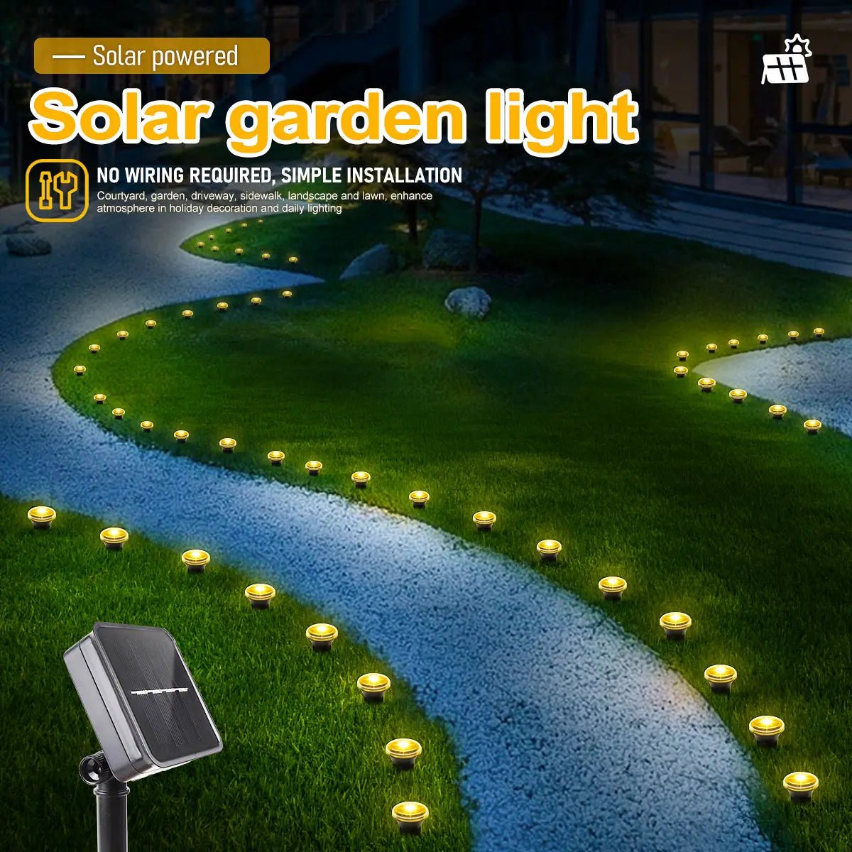 Solar LED Garden Pathway Light 15/30LEDS 8 Modes Outdoor Waterproof Lawn Lamp for Camping Weddings Christmas Holiday Lighting - PatioLix