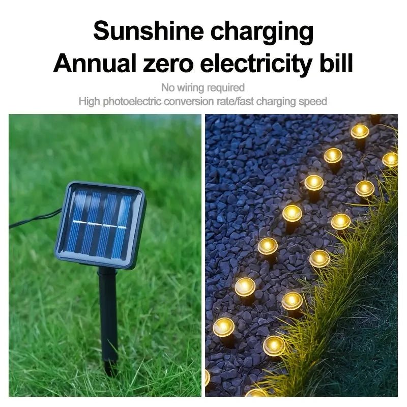 Solar LED Garden Pathway Light 15/30LEDS 8 Modes Outdoor Waterproof Lawn Lamp for Camping Weddings Christmas Holiday Lighting - PatioLix