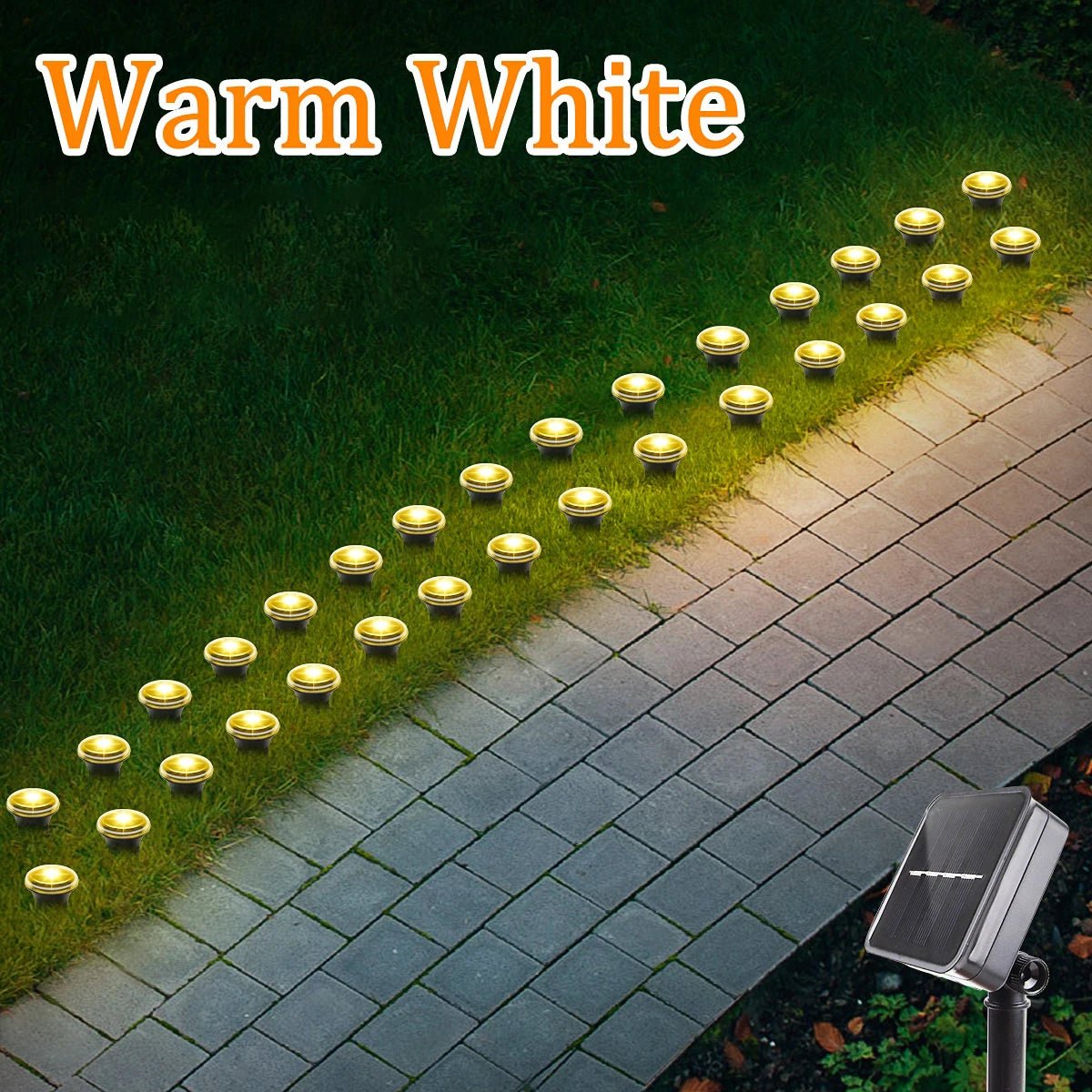 Solar LED Garden Pathway Light 15/30LEDS 8 Modes Outdoor Waterproof Lawn Lamp for Camping Weddings Christmas Holiday Lighting - PatioLix