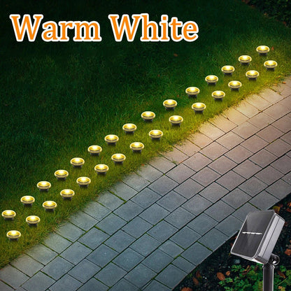 Solar LED Garden Pathway Light 15/30LEDS 8 Modes Outdoor Waterproof Lawn Lamp for Camping Weddings Christmas Holiday Lighting - PatioLix