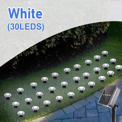 Solar LED Garden Pathway Light 15/30LEDS 8 Modes Outdoor Waterproof Lawn Lamp for Camping Weddings Christmas Holiday Lighting - PatioLix