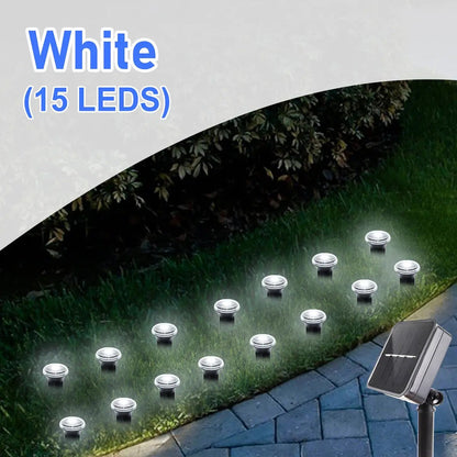 Solar LED Garden Pathway Light 15/30LEDS 8 Modes Outdoor Waterproof Lawn Lamp for Camping Weddings Christmas Holiday Lighting - PatioLix