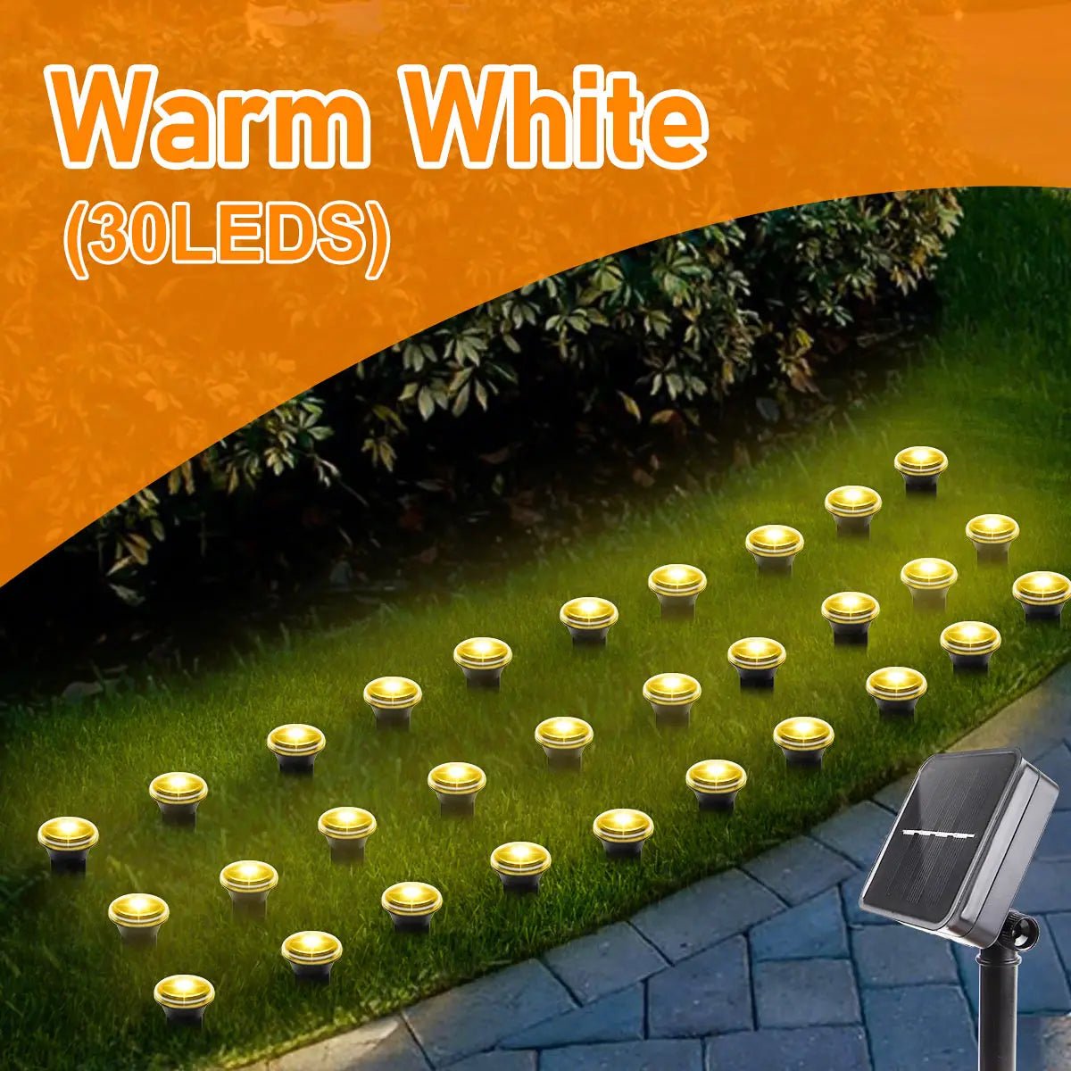 Solar LED Garden Pathway Light 15/30LEDS 8 Modes Outdoor Waterproof Lawn Lamp for Camping Weddings Christmas Holiday Lighting - PatioLix