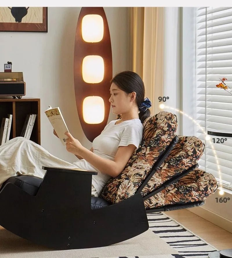 Solid Wood Rocking Chair Living Room Chaise Lounge Nordic Luxury Retro Balcony Single Lazy Sofa Chair Creative Home Decoration - PatioLix