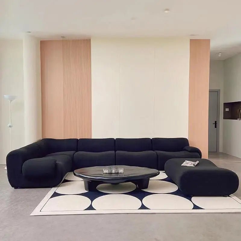 Vacuum - Compressed Modular Sofa, Wabi - Sabi Sherpa Fabric Sectional with High - Elastic Foam, Cream Mid - Century Style, Space Saving - PatioLix