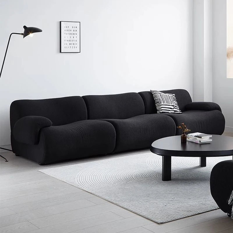 Vacuum - Compressed Modular Sofa, Wabi - Sabi Sherpa Fabric Sectional with High - Elastic Foam, Cream Mid - Century Style, Space Saving - PatioLix
