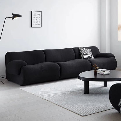 Vacuum - Compressed Modular Sofa, Wabi - Sabi Sherpa Fabric Sectional with High - Elastic Foam, Cream Mid - Century Style, Space Saving - PatioLix