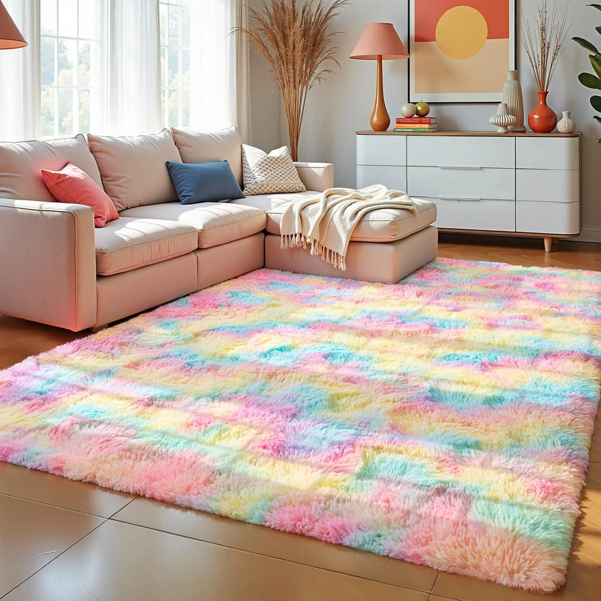 VIKAMA Minimalist Style Living Room Carpet, Fluffy And Slip - Resistant Children's Room Mat, Bathroom Carpet, Home Decoration - PatioLix
